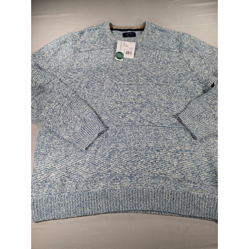 Even Tide Beachcomber Mens XXL Blue White Marled Knit Crewneck Sweater MGS10294